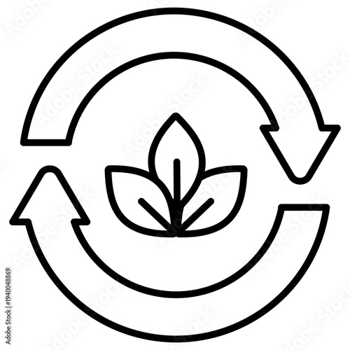 Circular Economy Outline Icon Illustration Vector