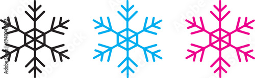 snowflake icon set for winter season and cold weather symbols