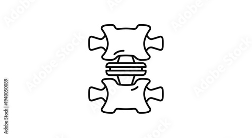 Spinal Disc Replacement Surgery Icon: Artificial Intervertebral Disc Between Vertebrae