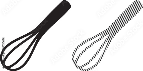 Black and White Whisk Illustration on White Background
