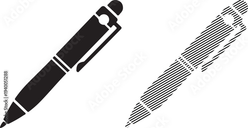 Black Pen and Pencil Isolated on White Background