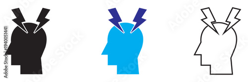 Panic attack icon. Simple line illustration of a distressed person crouching and covering ears, symbolizing anxiety, noise overload, panic, stress, and mental health pressure.