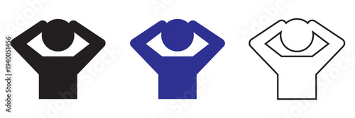 Panic attack icon. Simple line illustration of a distressed person crouching and covering ears, symbolizing anxiety, noise overload, panic, stress, and mental health pressure.