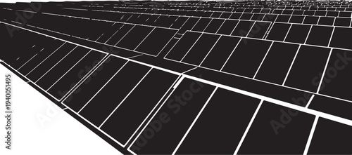 Solar panel array on white background for renewable energy