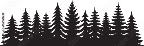  Forest Seamless Landscape. Pine and Fir Tree Silhouette Nature Background – Stock Vector