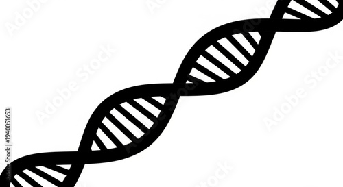 A black DNA double helix structure on a plain background viewed from a straightforward angle perfectly illustrating genetic material visually.