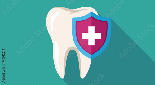 Dental Health Protection Vector Illustration for Oral Hygiene and Strong Teeth Care Concept