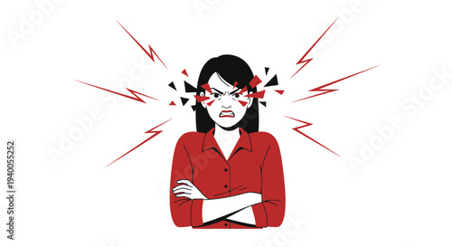 Angry Woman Frustrated Exploding Head Rage Stress Outburst Aggression Emotion