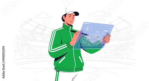 Architectural Design of Stadium Blueprint, Sports Venue Planning, Engineering Project