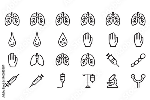 Black Outline Healthcare Icons For Medical Apps Interface And Hospital Design