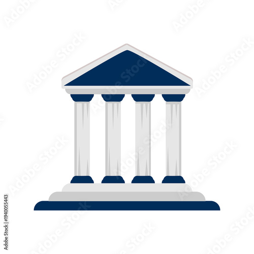 Court Building Icon with Classical Columns Representing Government Institution Law System Justice Authority and Legal Architecture Illustration