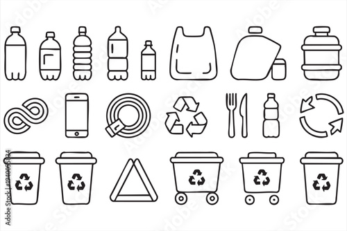Obraz na plátně Recycling And Waste Sorting Icon Collection For Eco Friendly Projects