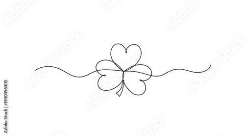 Clover plant one line drawing with minimal continuous stroke and swirling lines... featuring shamrock, leaf, nature with ireland and lucky elements