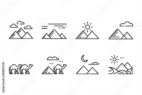 Desert Adventure And Camel Safari Symbol Collection