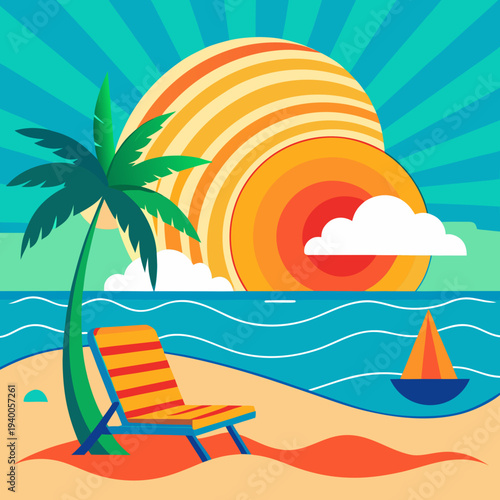 summer beach vector illustration