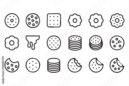 Chocolate Chip Cookie And Snack Symbol Collection For Dessert Graphics