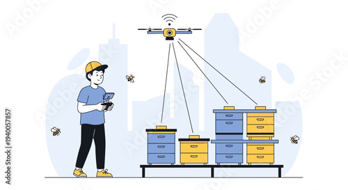Beekeeper uses drone and tablet to monitor beehives in urban apiary
