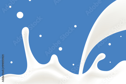 background of turbulent milk waves. image of pure milk pouring from above forming splashes
