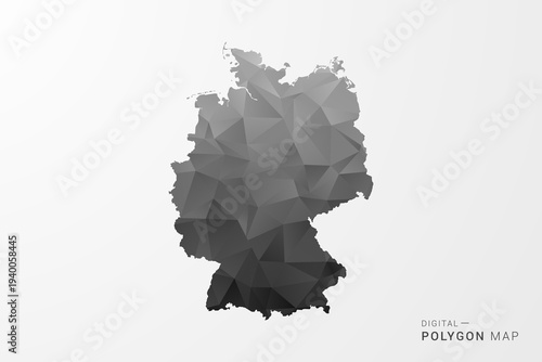 Germany Map - Black Polygon Style Vector Illustration with Low Poly Geometric Design, Clean Silhouette Isolated on White Background.