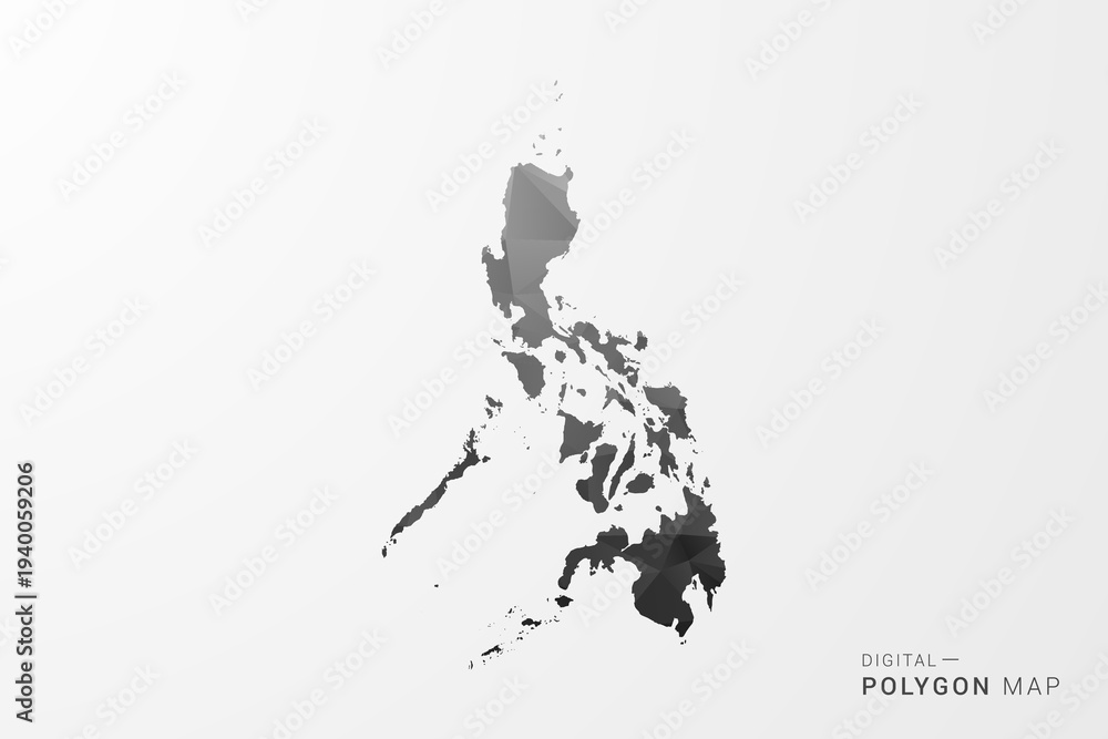 Fototapeta premium Philippines Map - Black Polygon Style Vector Illustration with Low Poly Geometric Design, Clean Silhouette Isolated on White Background.