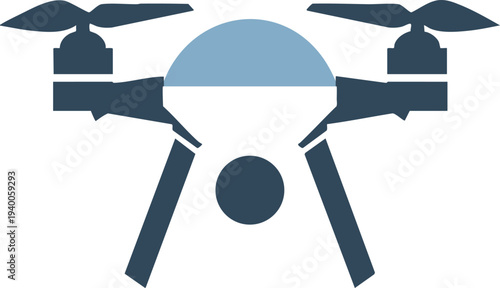 Professional remote control drone icon with rotors and blue dome camera for aerial photography s