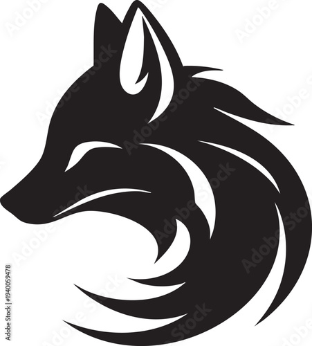 Abstract fox silhouette profile with elegant flowing lines for modern animal brand identity design