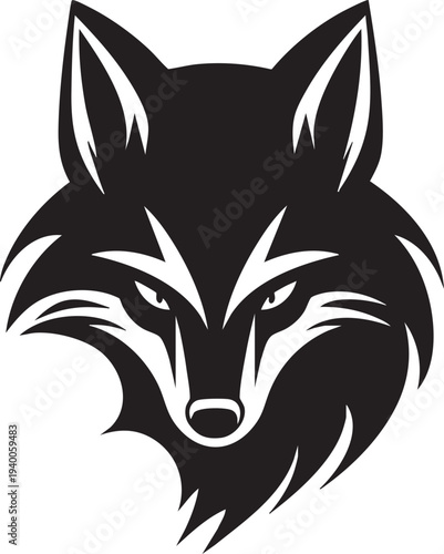 Fox head vector illustration, animal mascot design, wild animal silhouette isolated on white