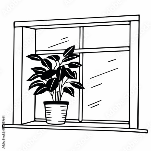 Indoor plant svg transparent file beside window