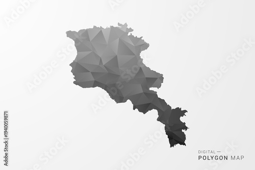 Armenia Map - Black Polygon Style Vector Illustration with Low Poly Geometric Design, Clean Silhouette Isolated on White Background.