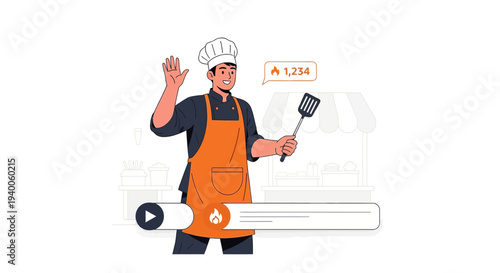 Chef Cooking Live Stream Online, Social Media Food Content Creation