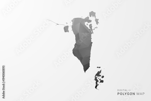 Bahrain Map - Black Polygon Style Vector Illustration with Low Poly Geometric Design, Clean Silhouette Isolated on White Background.