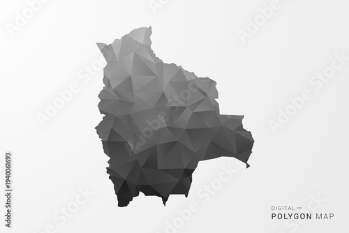 Bolivia Map - Black Polygon Style Vector Illustration with Low Poly Geometric Design, Clean Silhouette Isolated on White Background.