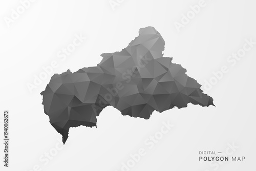 Central African Republic Map - Black Polygon Style Vector Illustration with Low Poly Geometric Design, Clean Silhouette Isolated on White Background.