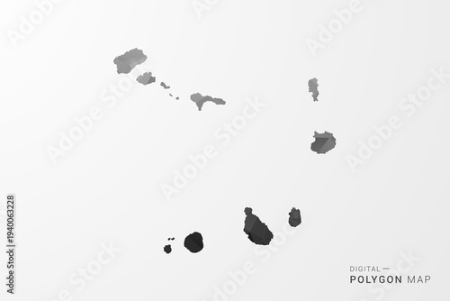 Cabo Verde Map - Black Polygon Style Vector Illustration with Low Poly Geometric Design, Clean Silhouette Isolated on White Background.