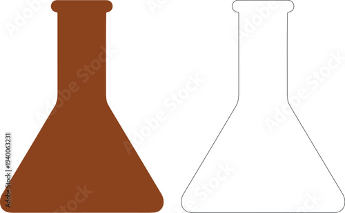 Brown laboratory flask silhouette and outline science