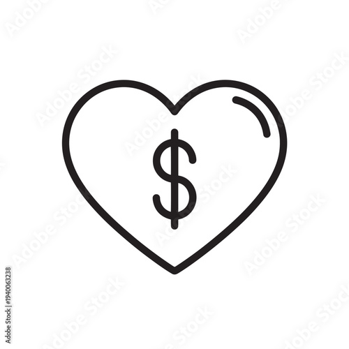 Donation and Financial Love Icon.