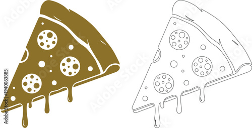 Golden brown pizza slice with dripping cheese and pepperoni