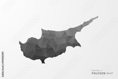 Cyprus Map - Black Polygon Style Vector Illustration with Low Poly Geometric Design, Clean Silhouette Isolated on White Background.