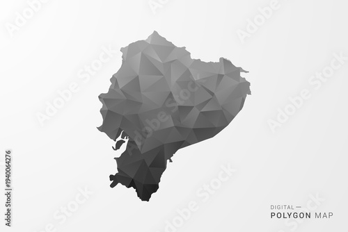 Ecuador Map - Black Polygon Style Vector Illustration with Low Poly Geometric Design, Clean Silhouette Isolated on White Background.
