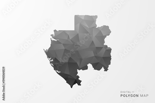 Gabon Map - Black Polygon Style Vector Illustration with Low Poly Geometric Design, Clean Silhouette Isolated on White Background.