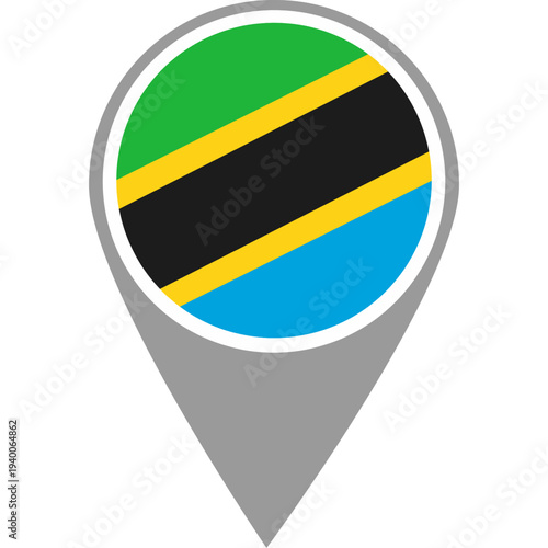 Tanzania flag location pin, Tanzania flag on location pin, Tanzania map pointer in high quality