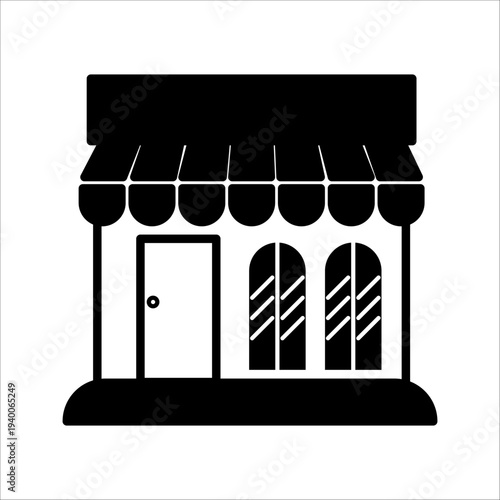 Shopping center entrance icon, retail store symbol for consumerism and market marketing materials.