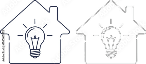 House outline with light bulb and rays home