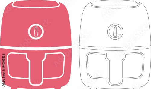 Pink and outline air fryer kitchen appliance cooking