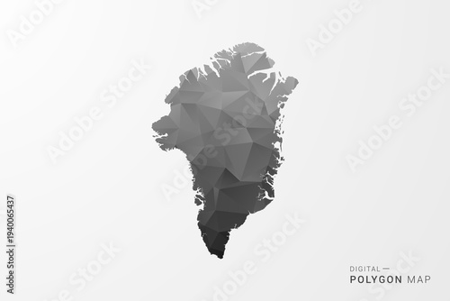 Fotografía Greenland Map - Black Polygon Style Vector Illustration with Low Poly Geometric Design, Clean Silhouette Isolated on White Background