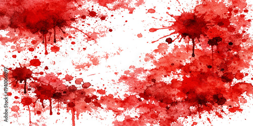 A grunge red paint splash and ink splatter design featuring watercolor textures and artistic liquid spots on a decorative vector illustration background