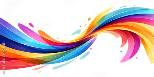 Abstract colorful background featuring a flowing rainbow wave design with vibrant vector lines and light curves for a modern business banner backdrop