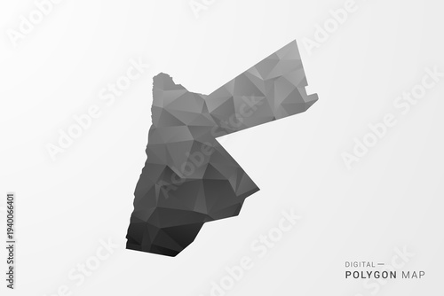 Jordan Map - Black Polygon Style Vector Illustration with Low Poly Geometric Design, Clean Silhouette Isolated on White Background.