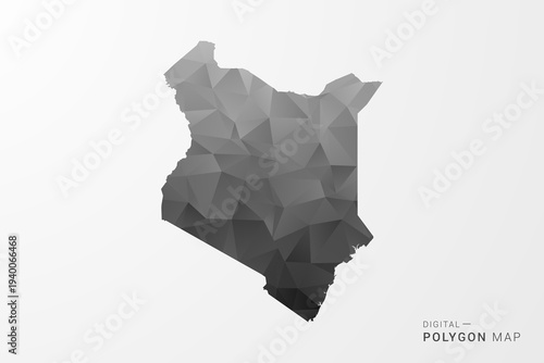 Kenya Map - Black Polygon Style Vector Illustration with Low Poly Geometric Design, Clean Silhouette Isolated on White Background.