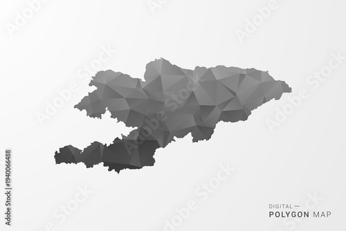 Kyrgyzstan Map - Black Polygon Style Vector Illustration with Low Poly Geometric Design, Clean Silhouette Isolated on White Background.